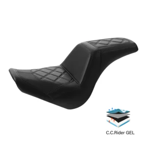gel-seat-c-c-rider-softail-step-up-seat-2-up-seat-diamond-stitching-for-softail-street-bob-fxbb-standard-fxst-models-2018-2025