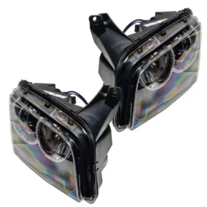 Oracle OE Style Headlights with ColorSHIFT LED Halo; Black Housing; Clear Lens